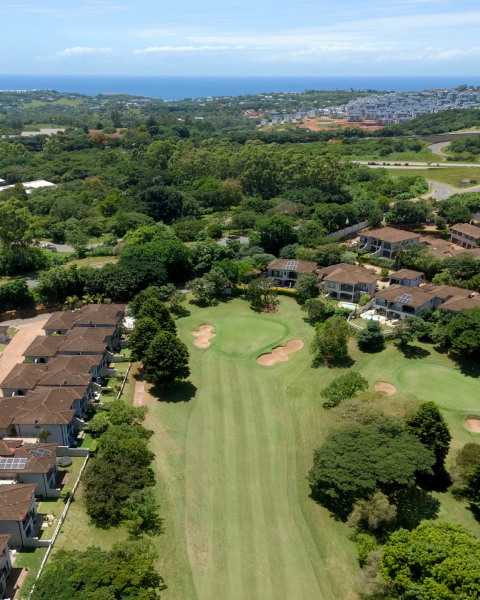 Aerial view of a residential golf community