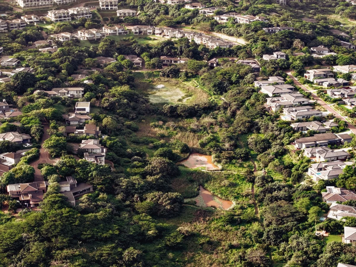 Homes set among the green hills of a residential community